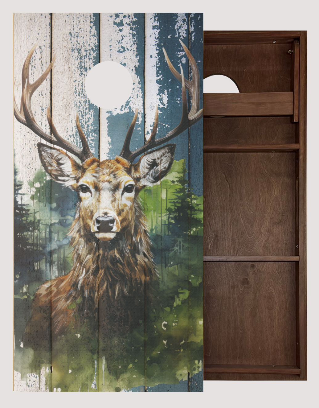 Blue Wood Wash Deer Cornhole Boards