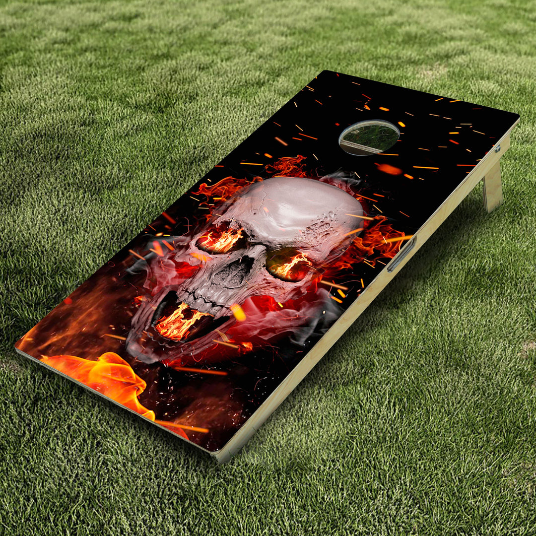 Fire Skull Cornhole Boards