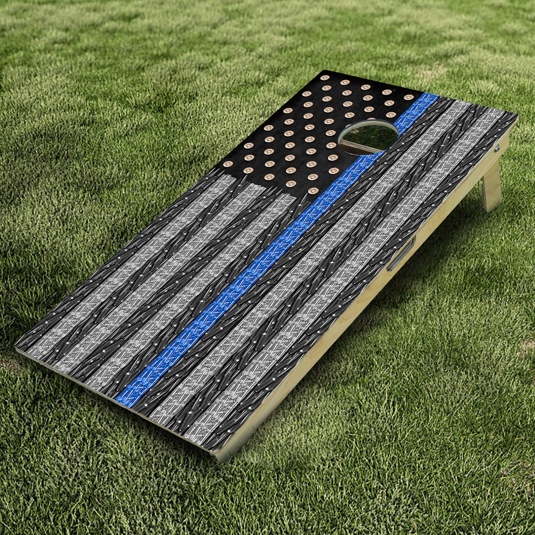 Blue Line 2 Cornhole Boards