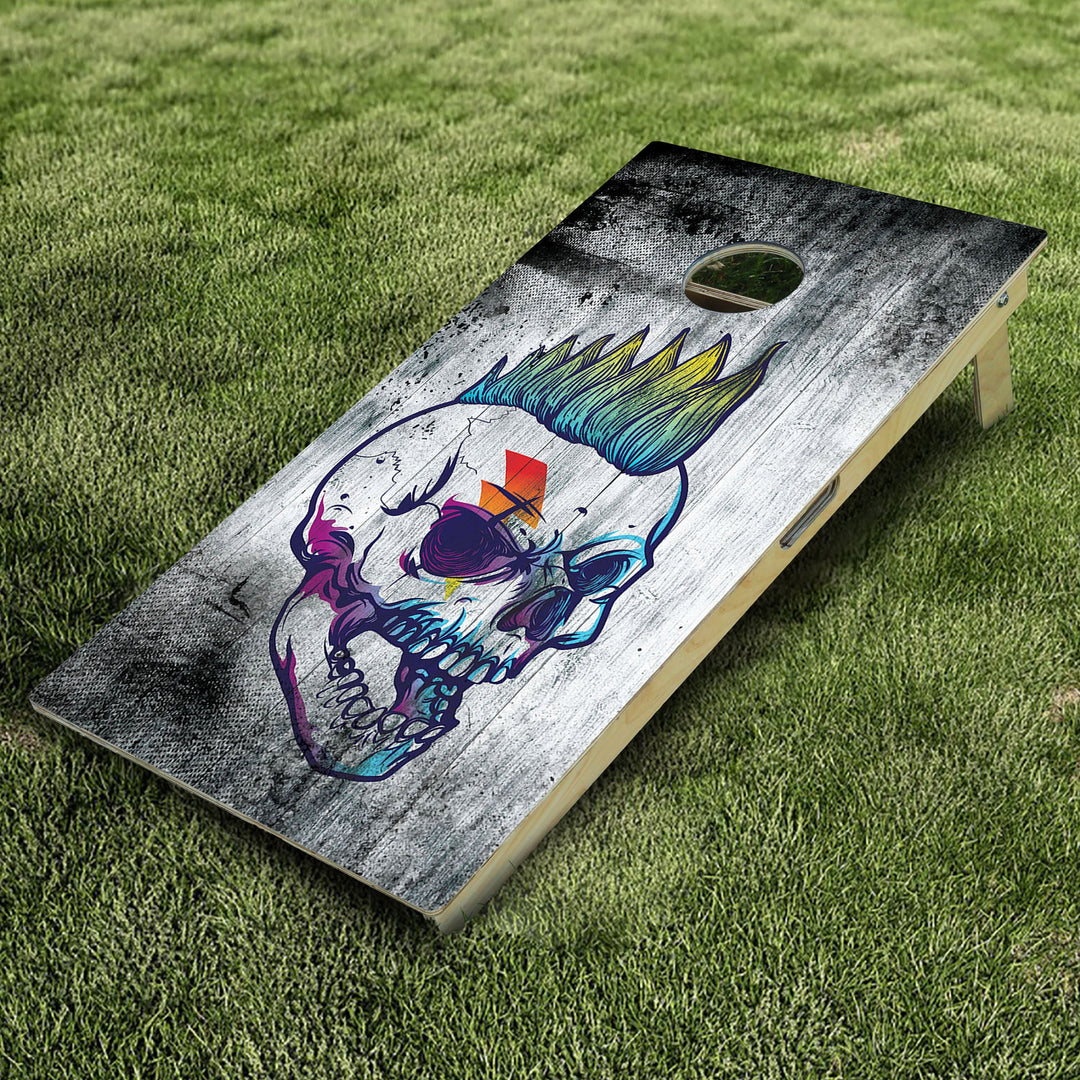 Mohawk Skull Cornhole Boards